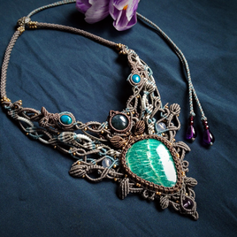 amazonite × indian agate / decollete necklace　の画像