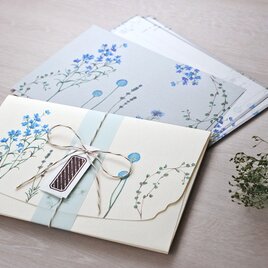 ブルーの花たちのレターセットの画像
