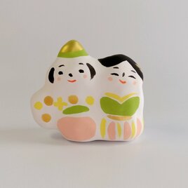張り子　春のひな人形 小【若草色】（ホ）