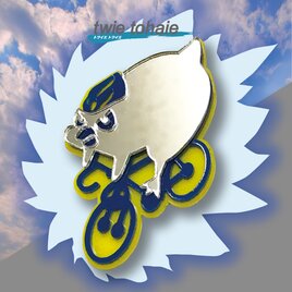 ペンギンブローチon自転車 リフレクションブローチの画像