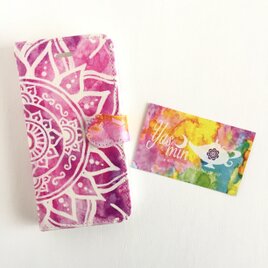 【春・夏】モロッコ風手描き曼荼羅柄 ピンクの手帳型iPhone/Androidケース(留め具pink)の画像