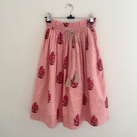 インド綿プリントミモレ丈スカート <MR181202>の画像