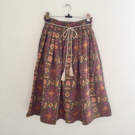 インド綿プリントミモレ丈スカート <MR181205>の画像