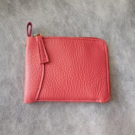 手縫いの革財布　ピーチ