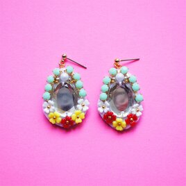 お花のしずく　◆ミントグリーン◆　ピアス