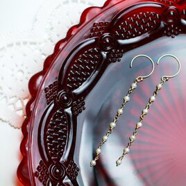 送料無料☆14kgf Chain hook Earrings（Freshwater pearl） 淡水パール フック ピアスの画像