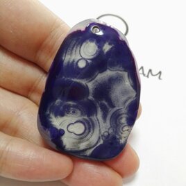 ファイヤーアゲート　ディープブルー　フリーフォームペンダントビーズ　48x33x7㎜