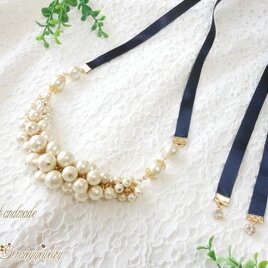 コットンパールじゃらじゃらネックレス　≪受注製作≫