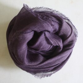 草木染め染めリネンガーゼストール（ログウッド、紫色）