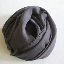 草木染め染めリネンガーゼストール（ログウッド、グレー）