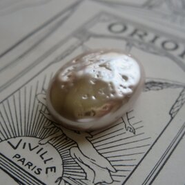 *♥Miriam Haskell Glass Pearl Cabochon Silverly White♥*の画像