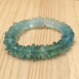 天然シーグラスブレスレット ブルー系