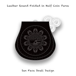 Leather Coin Purse / Sun Face Skull Design 004の画像