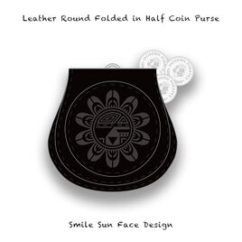 Leather Coin Purse / Smile Sun Face Design 003の画像