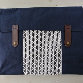 こぎん刺し×帆布の書類入れ