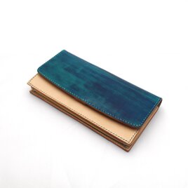 手染め ・総手縫いのクラッチパース（セルリアンブルー）