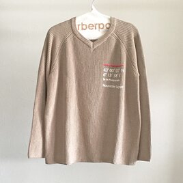 綿麻畦Vネックプルオーバー/BEIGE