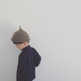 【受注製作】オーガニックコットンガラ紡ロールどんぐり帽子(ブラウン)Lの画像