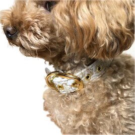 おしゃれな犬の首輪｜ツイード・カラーCHISA（ホワイト）の画像