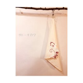 ☆木綿のハンカチーフ×刺繍モチーフ☆(クリーム:エンジ) 【送料無料】の画像