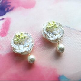 ころんとかわいい♡紅白水引ピアスorイヤリング