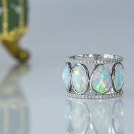 Opal / Diamond / Pt950 Ring_H211181‐A