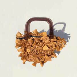 [cyane]basket bag / fabric:brown × handle:brownの画像