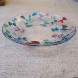 おしゃれで可愛いカラフルなガラスのお皿（Ｄ００３）の画像