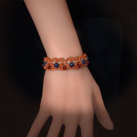 【セール】結果を出す！☆サファイアとカーネリアン・天然水晶のハートのマクラメ編みレスレット