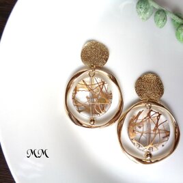 【大ぶり/ゴールド】メタルプレート×フープピアス