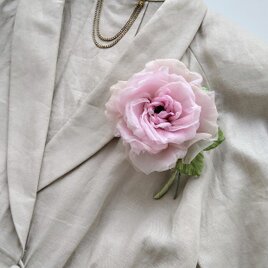 覚めたピンクの薔薇 * スイス製コットン * コサージュの画像