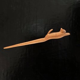 木のかんざし　組み木絵レリーフ「茶トラ猫」の画像