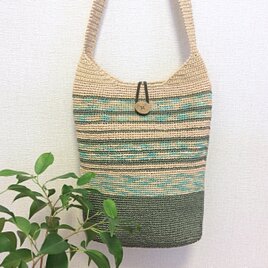 ＋受注生産＋ エコアンダリヤのショルダーバッグ（グラデーション×グリーン）