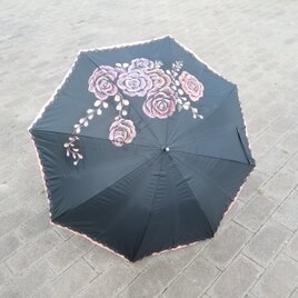 ｢サーモンピンクの晴雨兼用傘」オリジナルデザイン　１点限り　個性的 軽くて華やかの画像