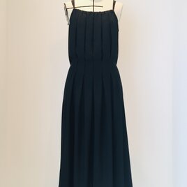 コットンシルクプリーツワンピース(ブラック)