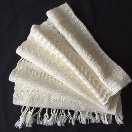 handwoven scarf (Egyptian cotton off-white)エジプト綿オフホワイトの手織りストールの画像