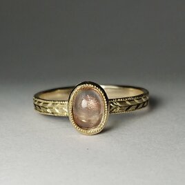 k10 オレゴンサンストーンの月桂樹彫りリング