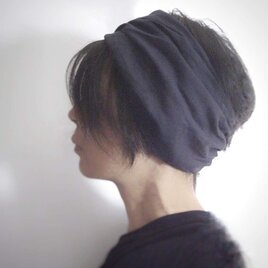 ターバンなヘアバンド　リネンネイビー　送料無料