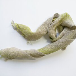 オーダー制作　綾織 ペンプコットン ショートストール 黄緑グラデーション