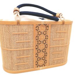 「バッグ」駿河竹千筋細工　白