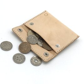 ホックタイプコインケース/小銭入れ　ヌメ革：ナチュラル【選べるステッチカラー】(r004)