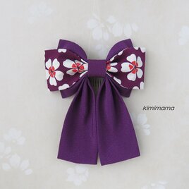 髪飾り 縮緬 Wリボンはいからさん(桜&赤紫)着物・袴・浴衣・卒業式・和装小物　　　　　の画像