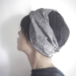ターバンなヘアバンド　リネンダンガリー黒　送料無料の画像