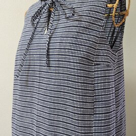 浴衣リメイク：浴衣リボンワンピース　格子柄