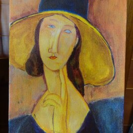 モディリアーニ「大きな帽子をかぶったジャンヌ・エビュテルヌ」模写の画像