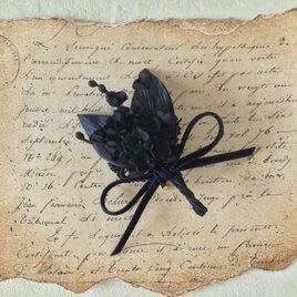 染め花スズランのポニーフック(ブラック)