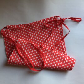 赤いハートのふんどしパンツ 両リボンタイプ 紐パン