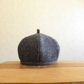 ［セール］てっぺんに輪っか、ベレー帽　ネイビーのキルティング風