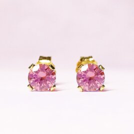 華やかな桜色。 ピンクサファイア ピアス / ノンホールピアス　　送料無料の画像