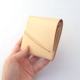 右利き用丨ヌメ革丨ミニ財布【chotof/ちょとふ】手縫い 手作りの画像